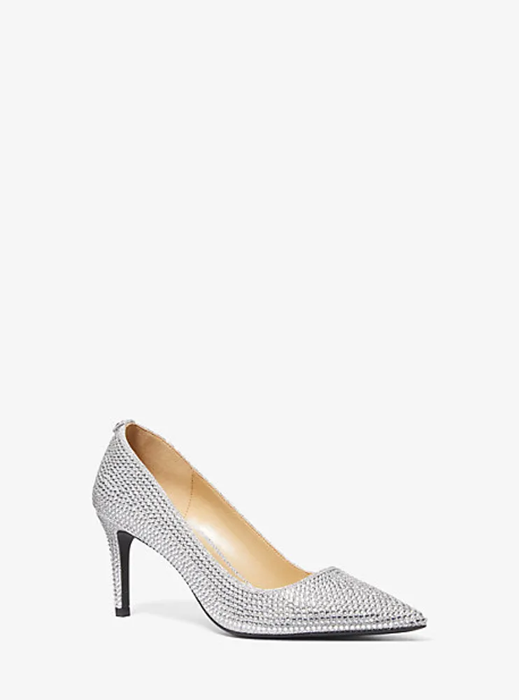 Alina Flex Crystal Embellished Glitter Chain-Mesh Pump