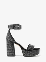 Tara Crystal Embellished Faux Suede Platform Sandal