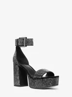 Tara Crystal Embellished Faux Suede Platform Sandal