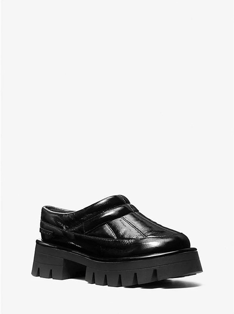 Barton Crackled Patent Leather Slip-On Mule