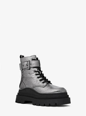 Colby Crackled Metallic Leather Combat Boot