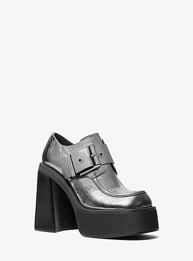 Colby Crackled Metallic Leather Platform Loafer