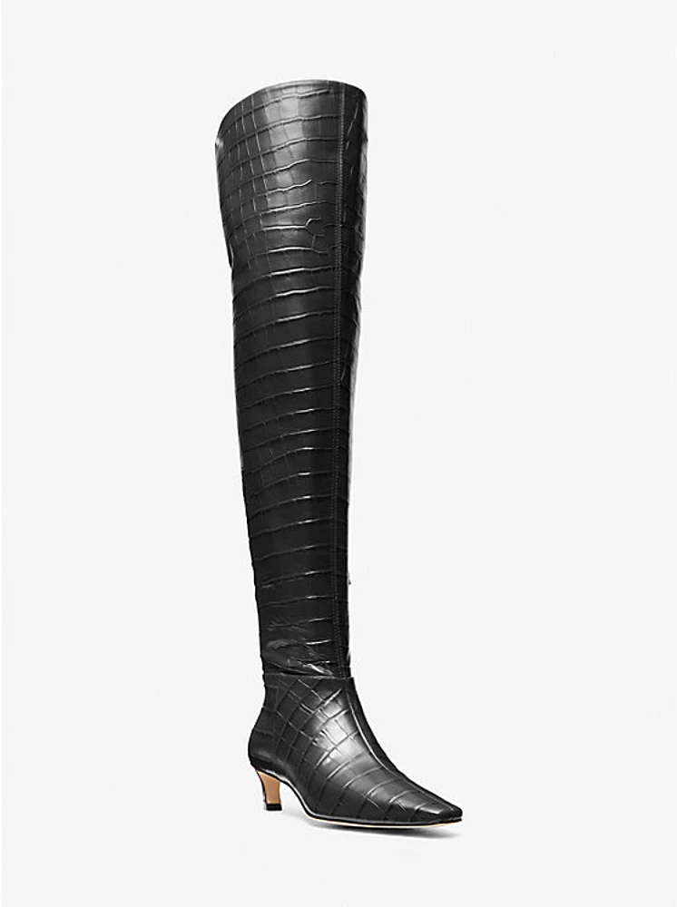 Cosmo Crocodile Embossed Leather Boot