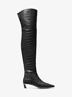 Cosmo Crocodile Embossed Leather Over-The-Knee Boot