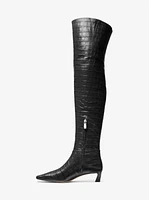 Cosmo Crocodile Embossed Leather Over-The-Knee Boot