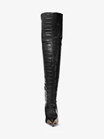 Cosmo Crocodile Embossed Leather Over-The-Knee Boot