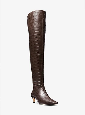 Bota Cosmo de piel con motivo de cocodrilo en relieve