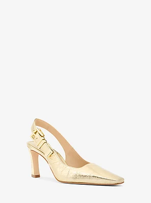 Darrington Metallic Crackled Leather Slingback Pump