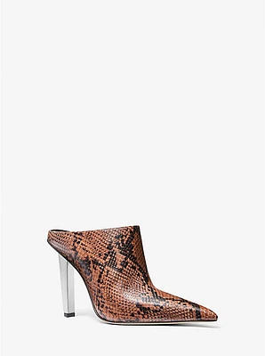 Halle Snake Embossed Leather Mule Pump