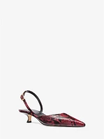 Luna Snake Embossed Leather Slingback Kitten Pump