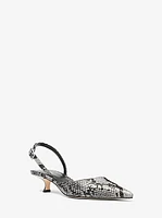 Luna Snake Embossed Leather Slingback Kitten Pump