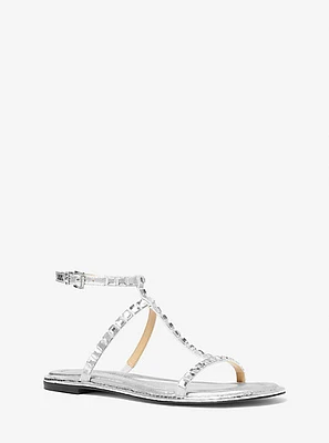 Celia Crystal Embellished Metallic Flat Sandal