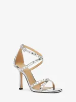 Celia Crystal Embellished Metallic Snake Embossed Sandal