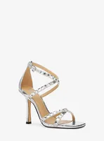 Celia Crystal Embellished Metallic Snake Embossed Sandal