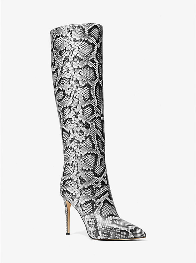 Rue Snake Embossed Leather Knee Boot