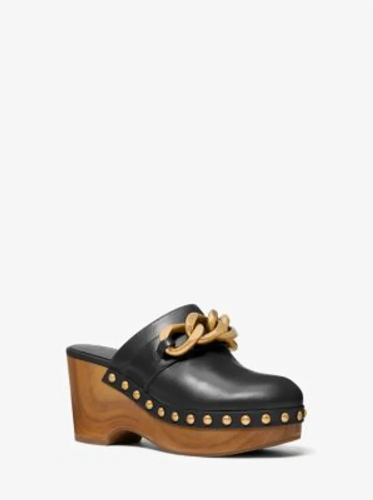 Scarlett Embellished Leather Platform Clog