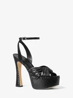 Selena Snake Embossed Leather Platform Sandal