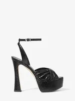 Selena Snake Embossed Leather Platform Sandal