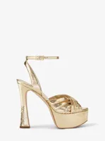 Selena Metallic Snake Embossed Leather Platform Sandal