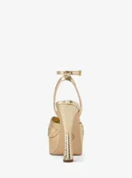 Selena Metallic Snake Embossed Leather Platform Sandal