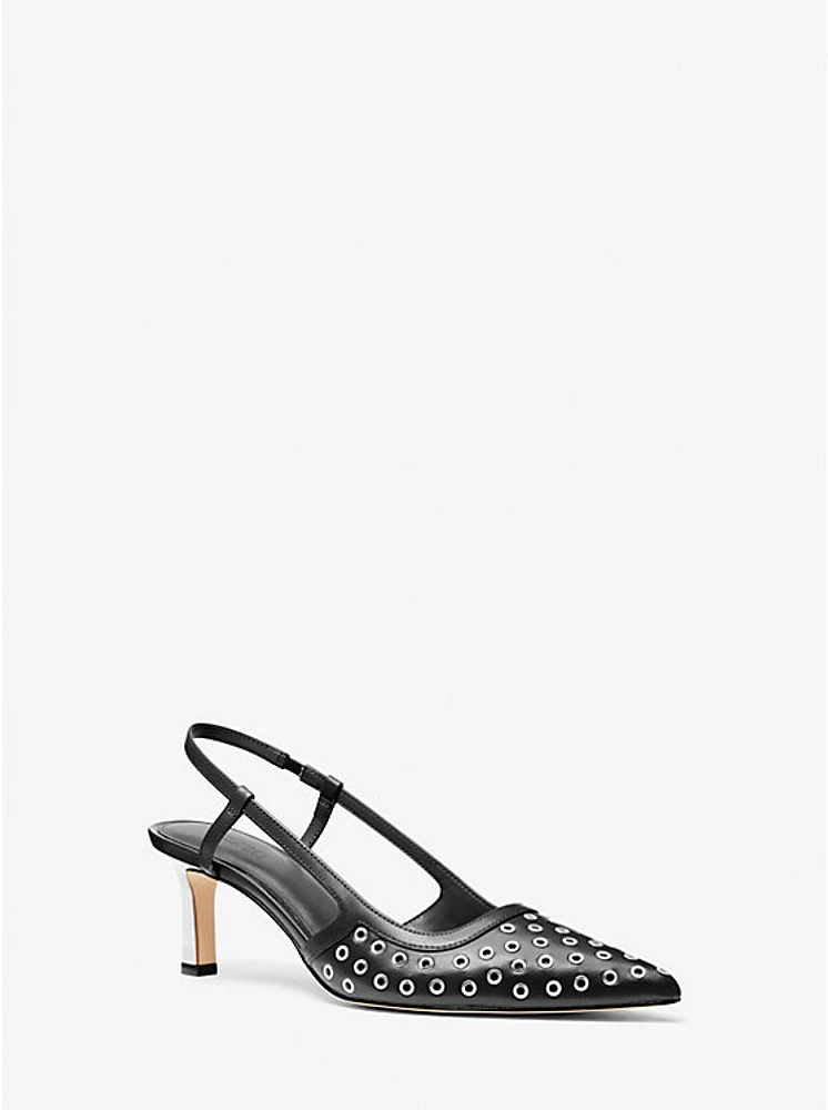 Alora Grommeted Leather Slingback Pump