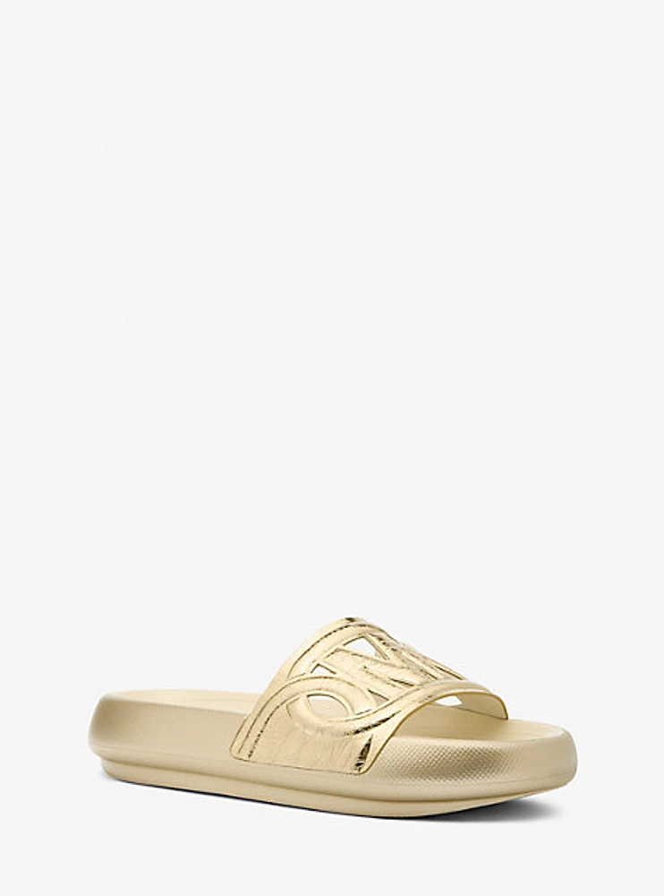 Splash Metallic Leather Slide Sandal