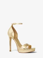 Jordyn Metallic Snake Embossed Leather Platform Sandal