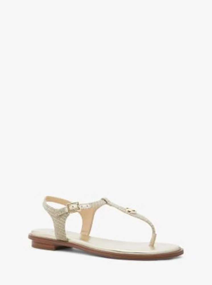 Mallory Glitter Chain-Mesh T-Strap Sandal