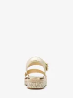 Richie Metallic Faux Leather and Logo Platform Espadrille