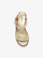 Richie Metallic Faux Leather and Logo Platform Espadrille