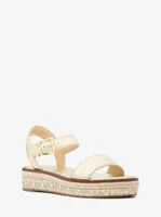 Richie Metallic Faux Leather and Logo Platform Espadrille