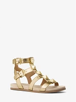 Wren Studded Metallic Snake Embossed Leather Sandal