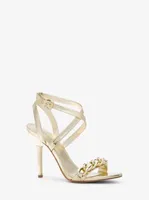 Asha Embellished Snake Embossed Leather Sandal