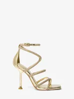 Imani Embellished Metallic Faux Suede Sandal