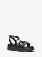 Issi Embellished Leather Flatform Sandal