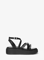 Issi Embellished Leather Flatform Sandal