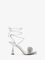 Lucia Embellished Metallic Leather Sandal