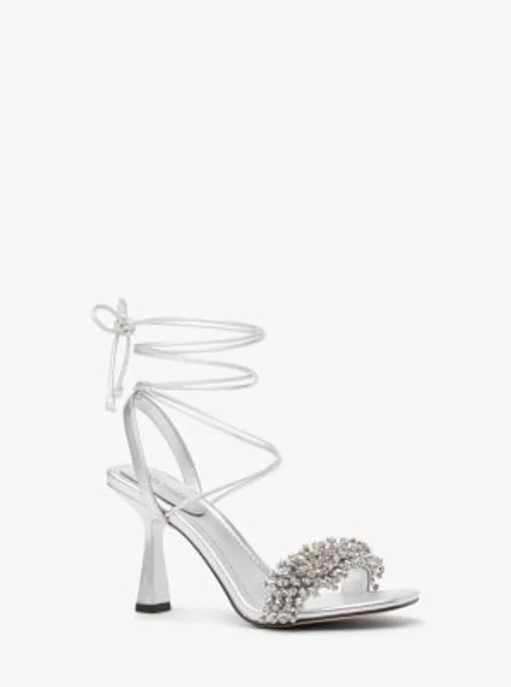 Lucia Embellished Metallic Leather Sandal