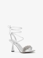 Lucia Embellished Metallic Leather Sandal