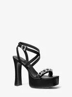 Paola Chain Embellished Leather Platform Sandal