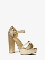 Rory Metallic Leather and Signature Logo Platform Sandal