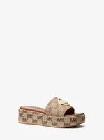 Sadler Logo Jacquard Wedge Sandal