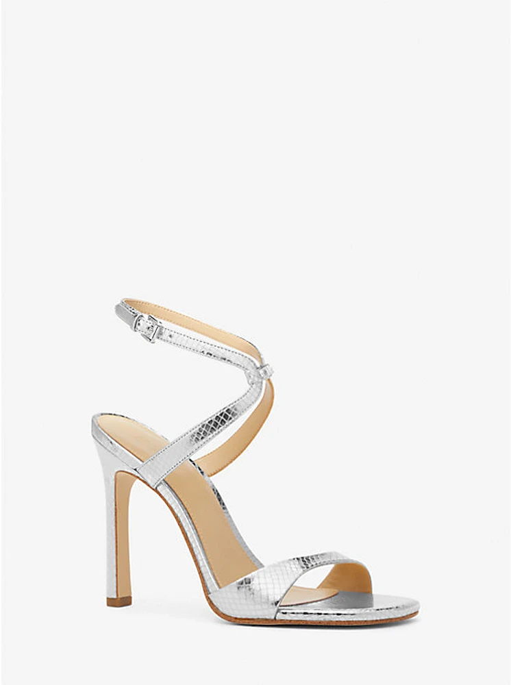 Amara Metallic Snake Embossed Leather Sandal