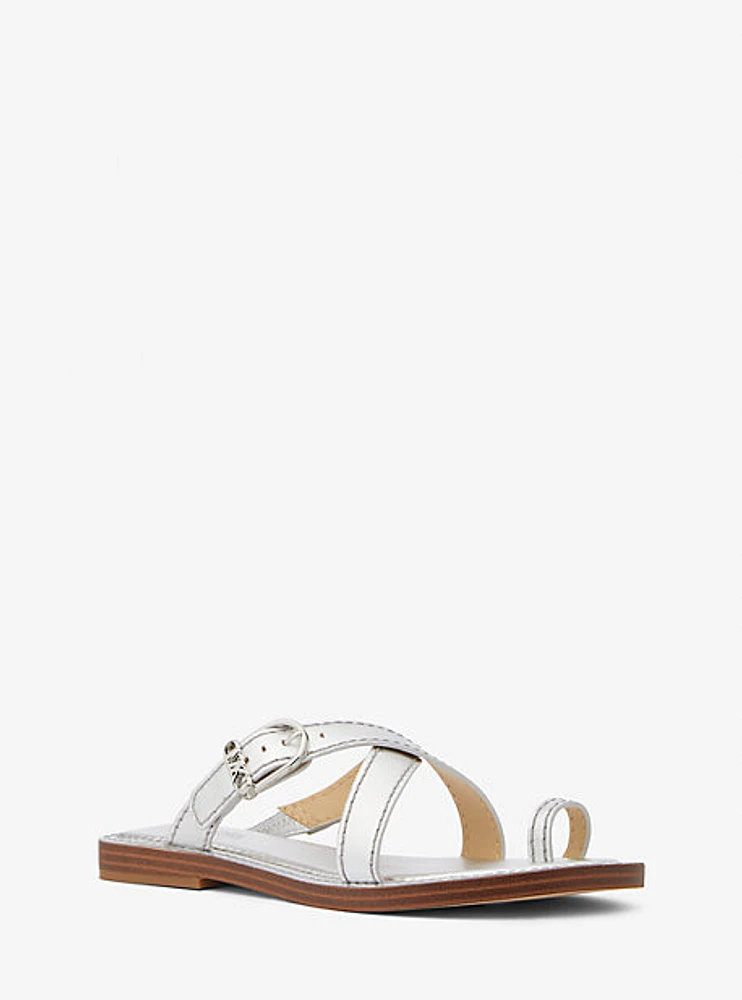 Ashton Metallic Leather Flat Sandal