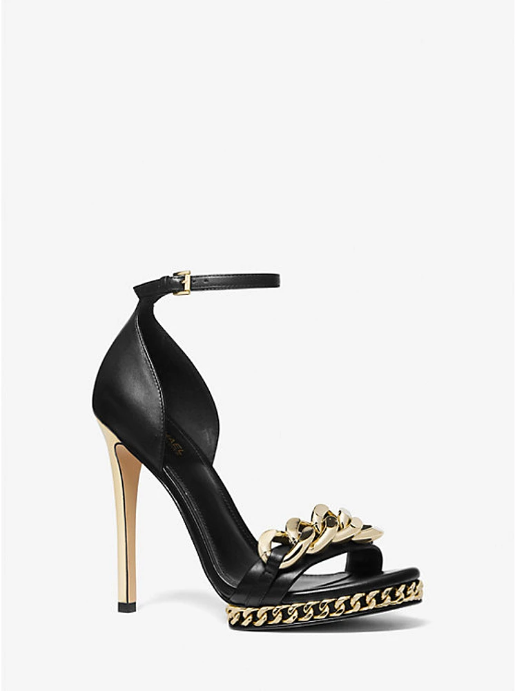 Jordyn Embellished Leather Platform Sandal