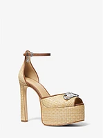 Martina Straw Peep-Toe Platform Pump