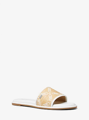 Saylor Empire Logo Jacquard Straw Slide Sandal