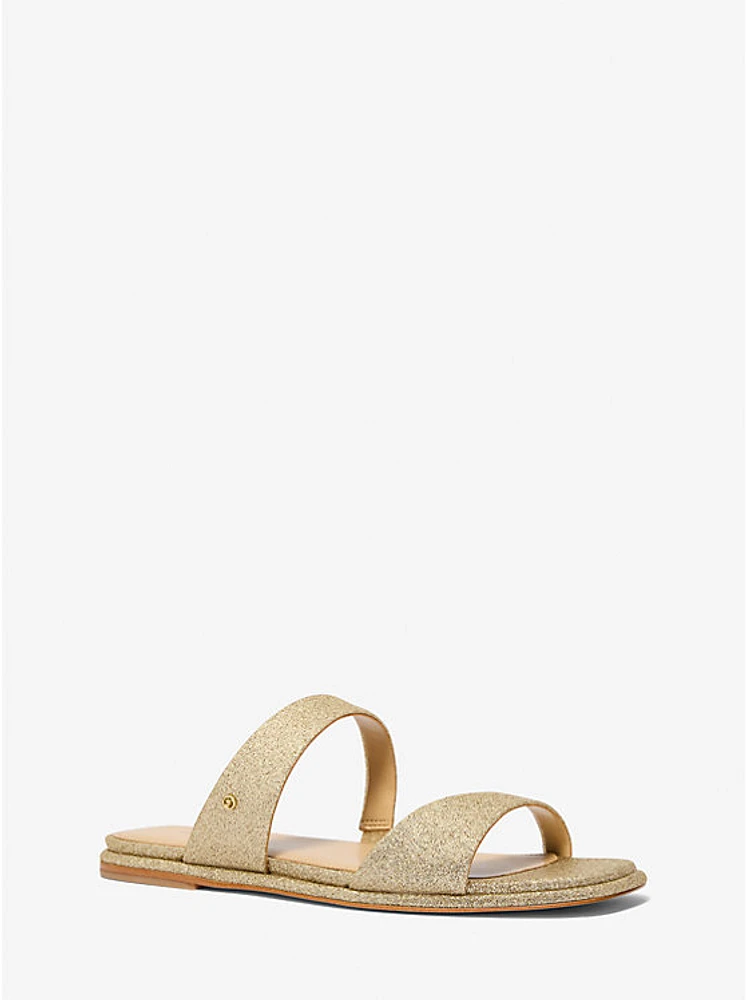 Jaida Glitter Embellished Leather Sandal