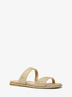 Jaida Glitter Embellished Leather Sandal