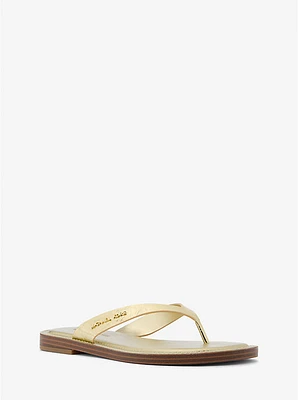 Koko Metallic Crackled Leather Flip Flop